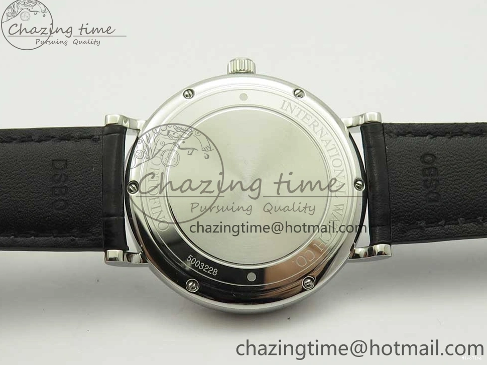 MIROTIME 1228 Portofino Automatic SS FKF 1:1 Best Edition White Dial RG Markers on Black Leather Strap A Stretchable 7141